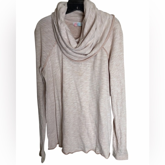 FP Beach Heather Rose Exaggerated Cocoon Cowl Neck Popover Top Oversized Slouchy - Picture 4 of 9
